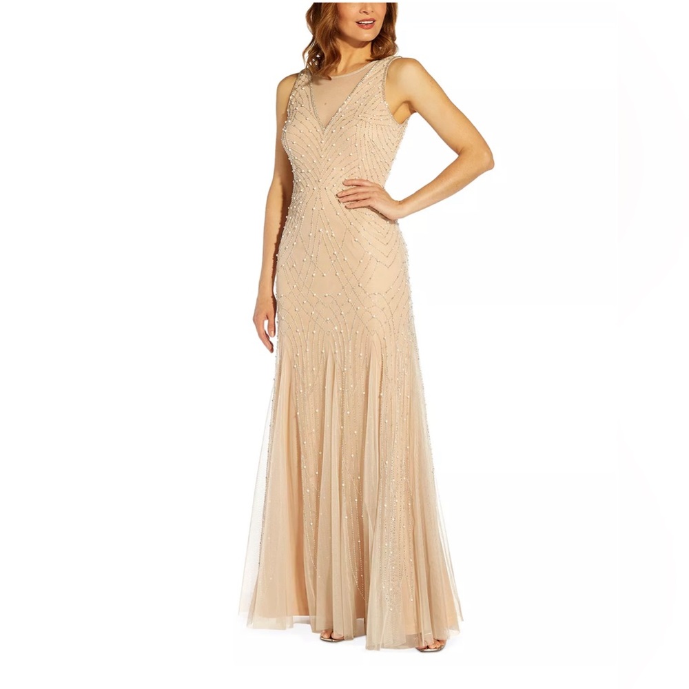 Adrianna Papell Women’s Beaded Godet Gown / new with tags never worn